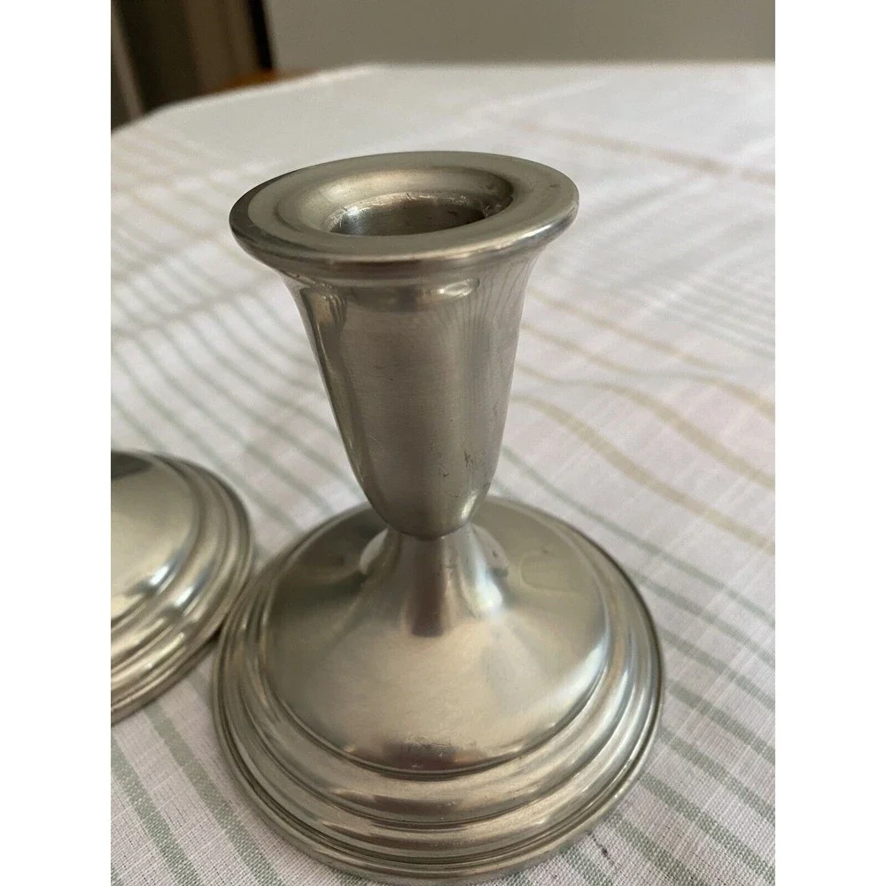 Pair of Reed & Barton Pewter Classically Designed Candlestick Holders P214 - Picture 5 of 10